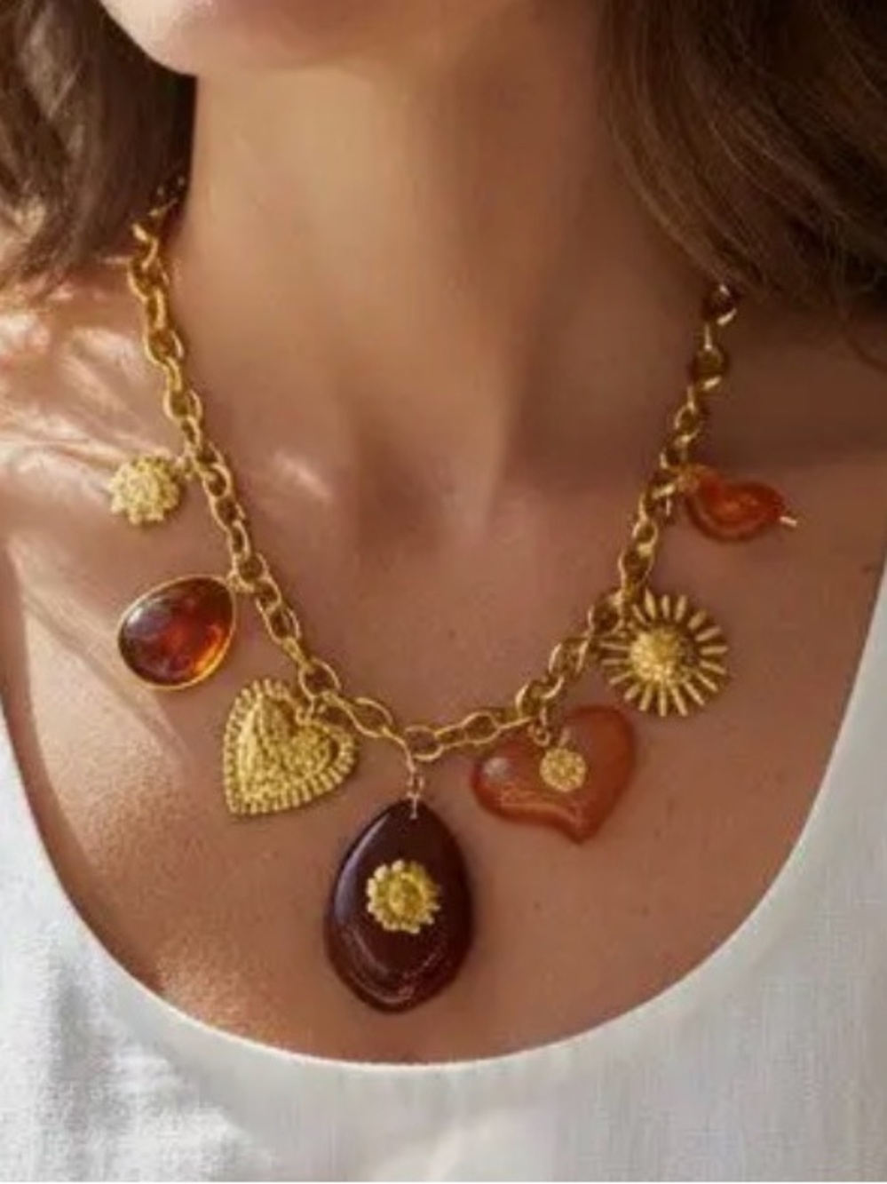 Solstice Amber Charms Necklace (9720)